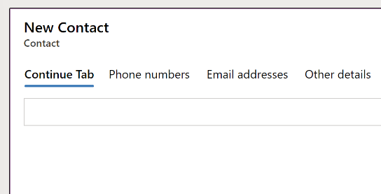 entity form referencing an empty tab on system form